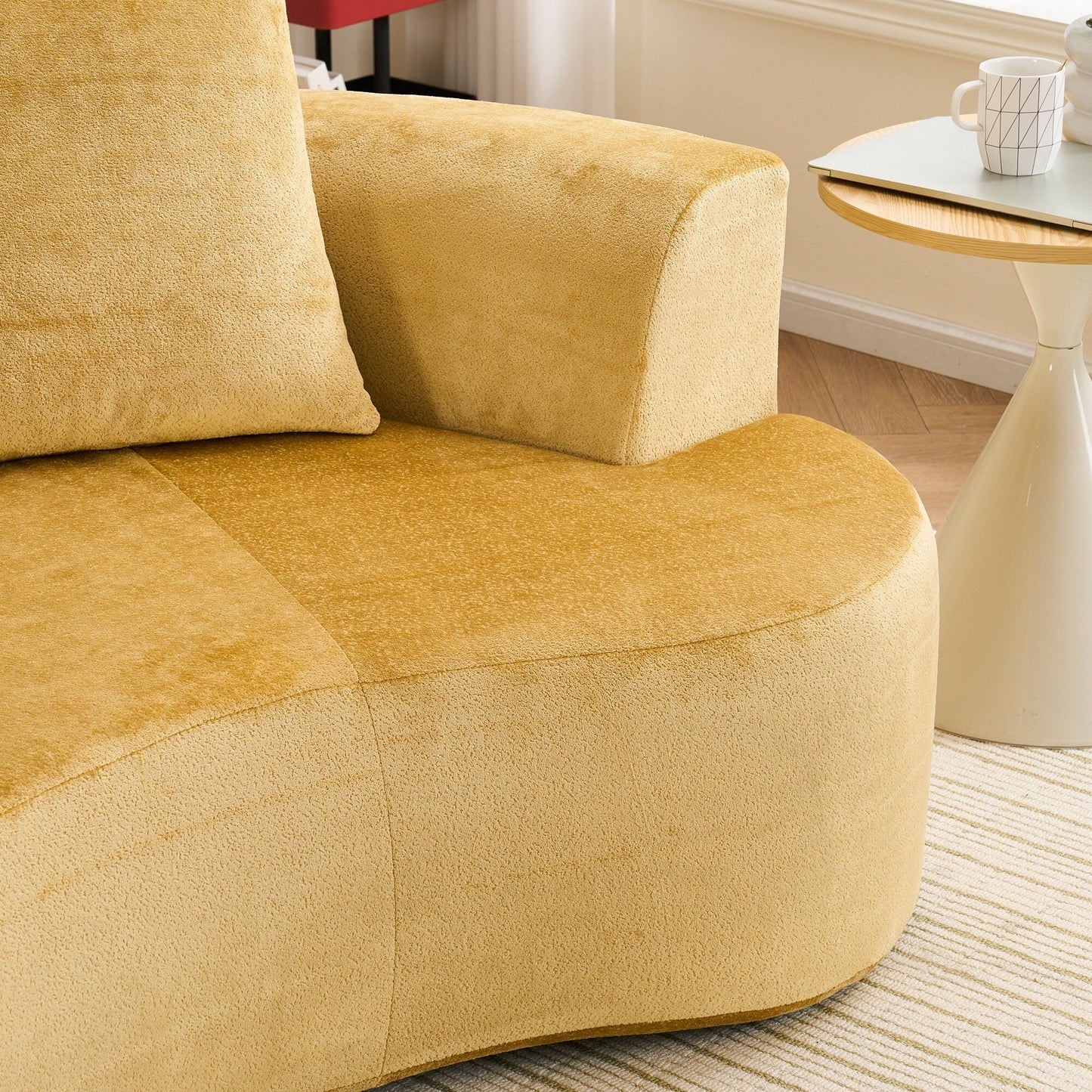 Divano a forma di luna, divano letto moderno con seduta profonda, divano con compressione in spugna non assemblabile