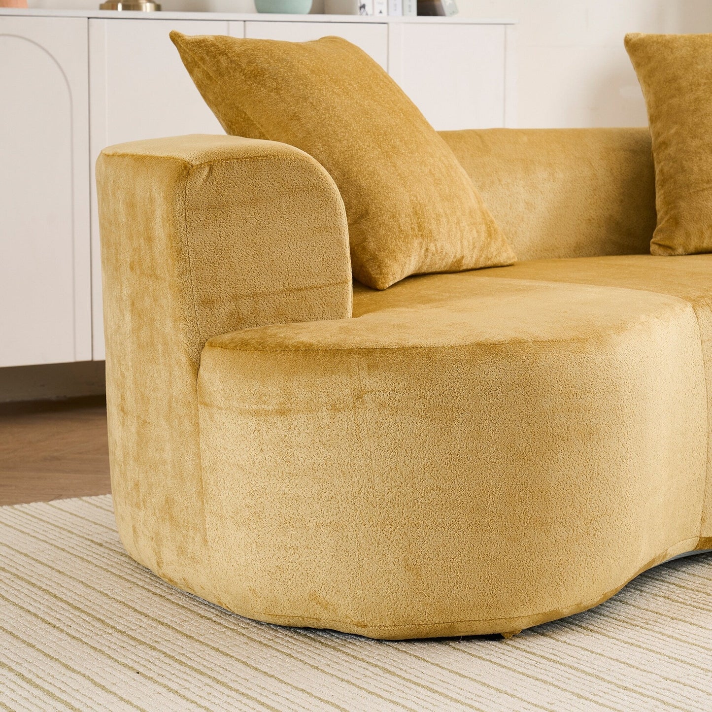 Divano a forma di luna, divano letto moderno con seduta profonda, divano con compressione in spugna non assemblabile