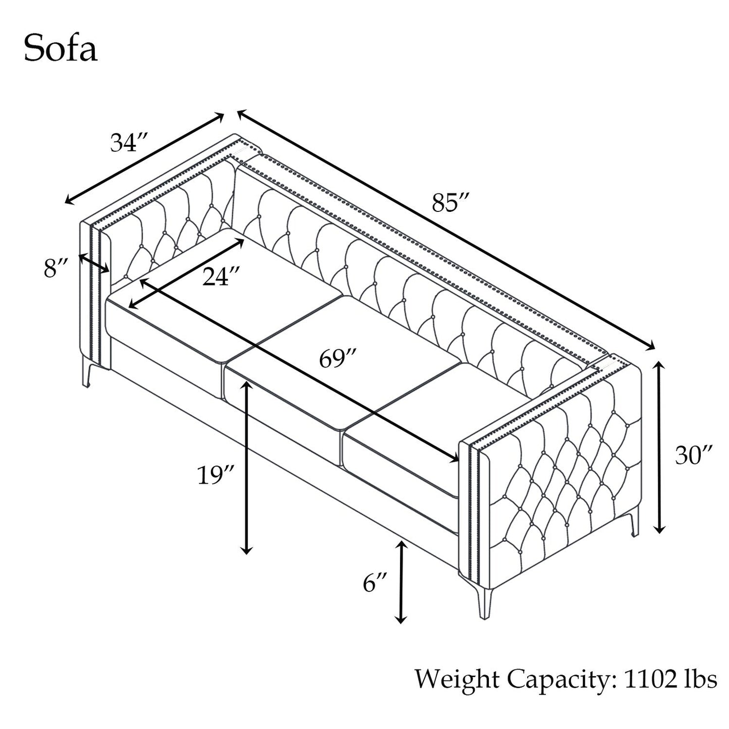Divano moderno in velluto olandese profondo Morden Fort