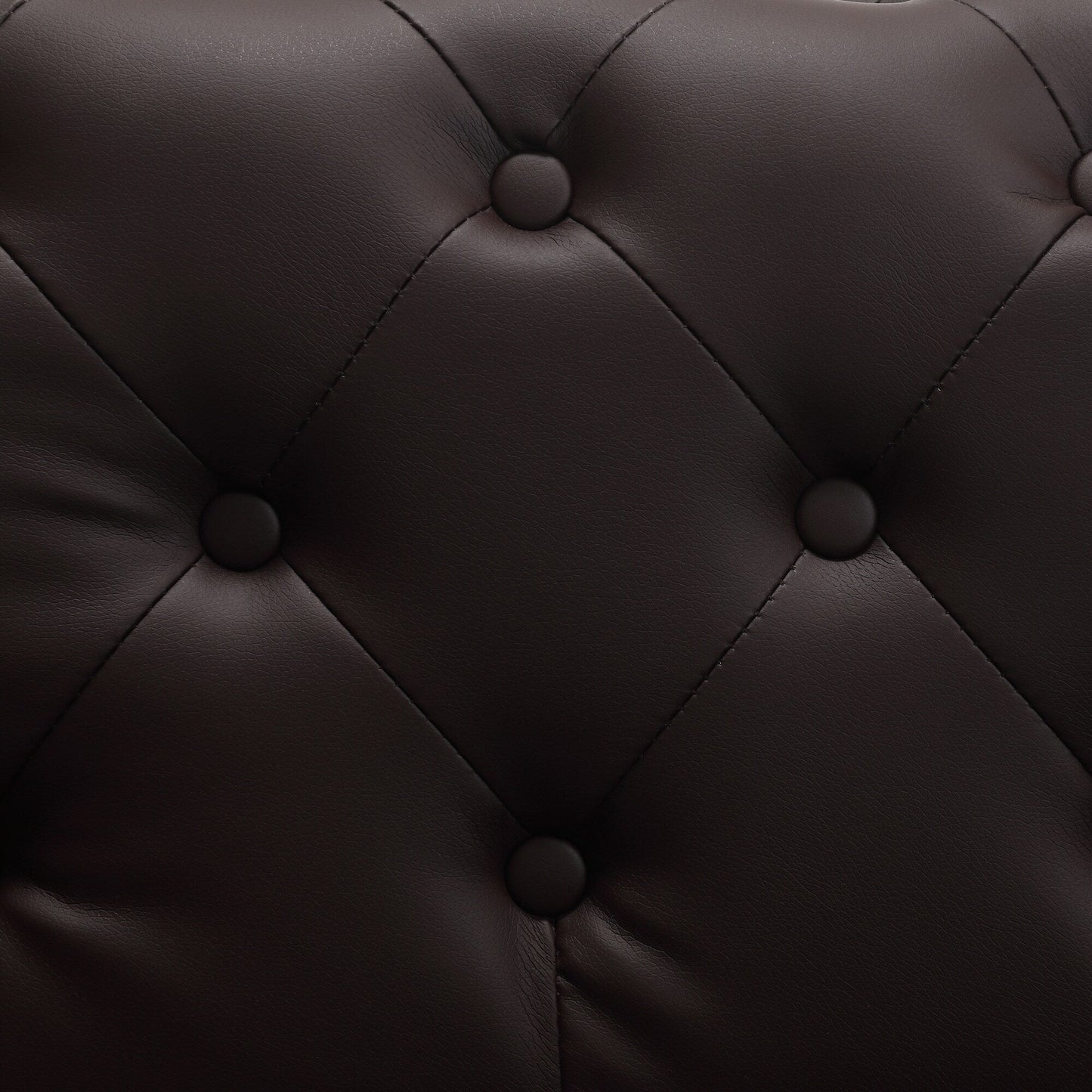 Divano moderno in velluto Morden Fort con bottoni trapuntati, struttura in legno massello e gambe in ferro