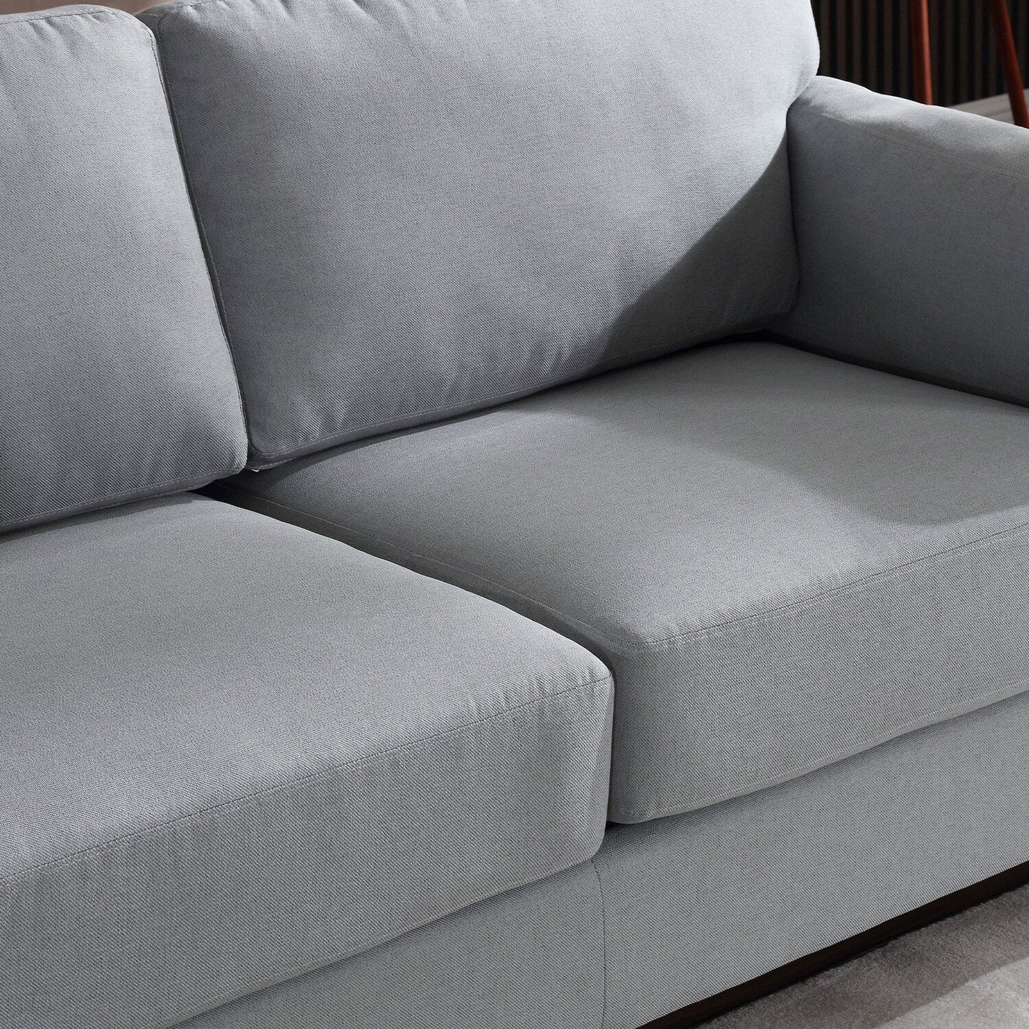 Divano moderno Morden Fort con doppio bracciolo, seduta profonda, cuscini dello schienale imbottiti, tessuto imbottito resistente