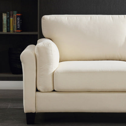 Divano moderno Morden Fort con doppio bracciolo, seduta profonda, cuscini dello schienale imbottiti, tessuto imbottito resistente