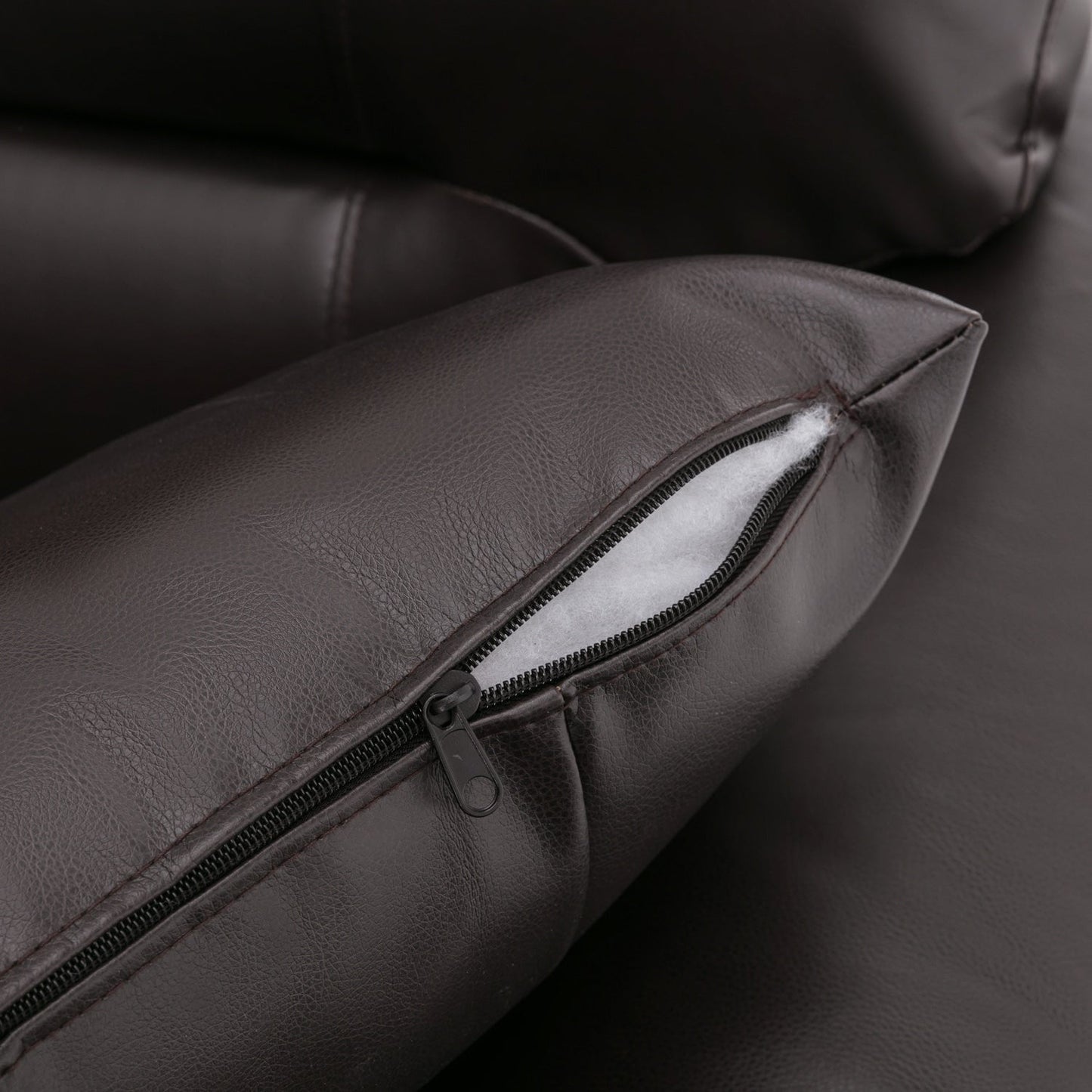 Divano imbottito Morden Fort per soggiorno, divano a tre posti in similpelle