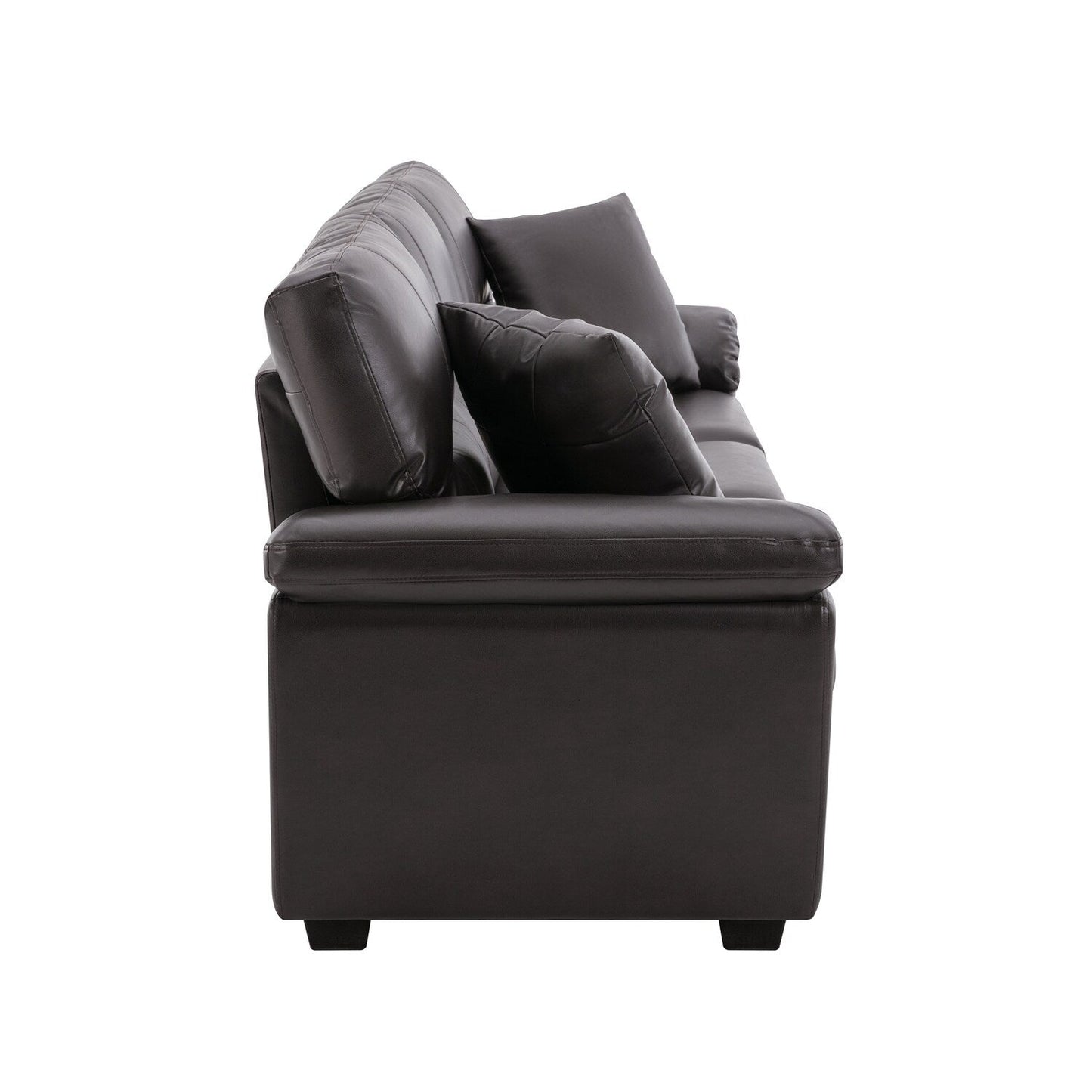 Divano imbottito Morden Fort per soggiorno, divano a tre posti in similpelle