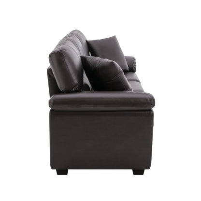 Divano imbottito Morden Fort per soggiorno, divano a tre posti in similpelle