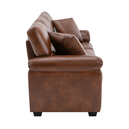 Divano imbottito Morden Fort per soggiorno, divano a tre posti in similpelle