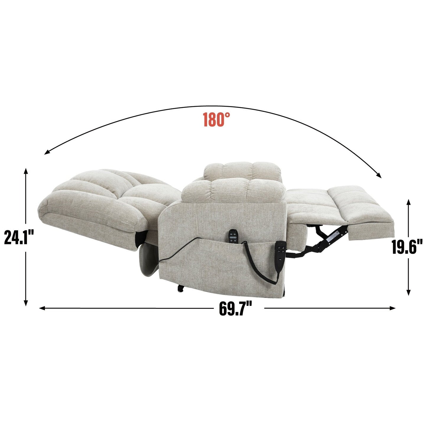 Poltrona reclinabile elettrica con massaggio termico, posizione infinita, fino a 350 libbre, con telecomando, media-rigida e resistente