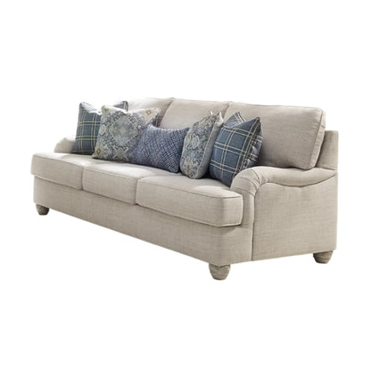 Divano Moyi con 5 cuscini decorativi, 91 pollici in morbido poliestere beige