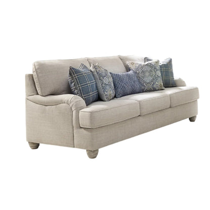 Divano Moyi con 5 cuscini decorativi, 91 pollici in morbido poliestere beige