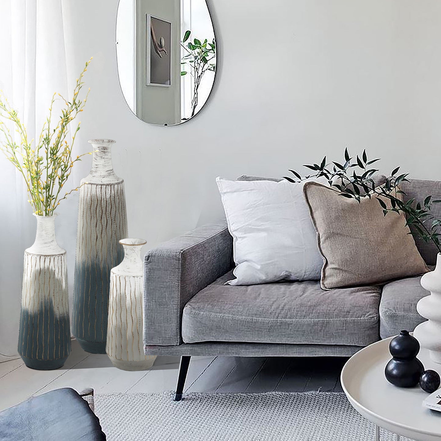 Vasi in metallo sfumato multicolore (set da 3)