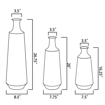 Vasi in metallo sfumato multicolore (set da 3)