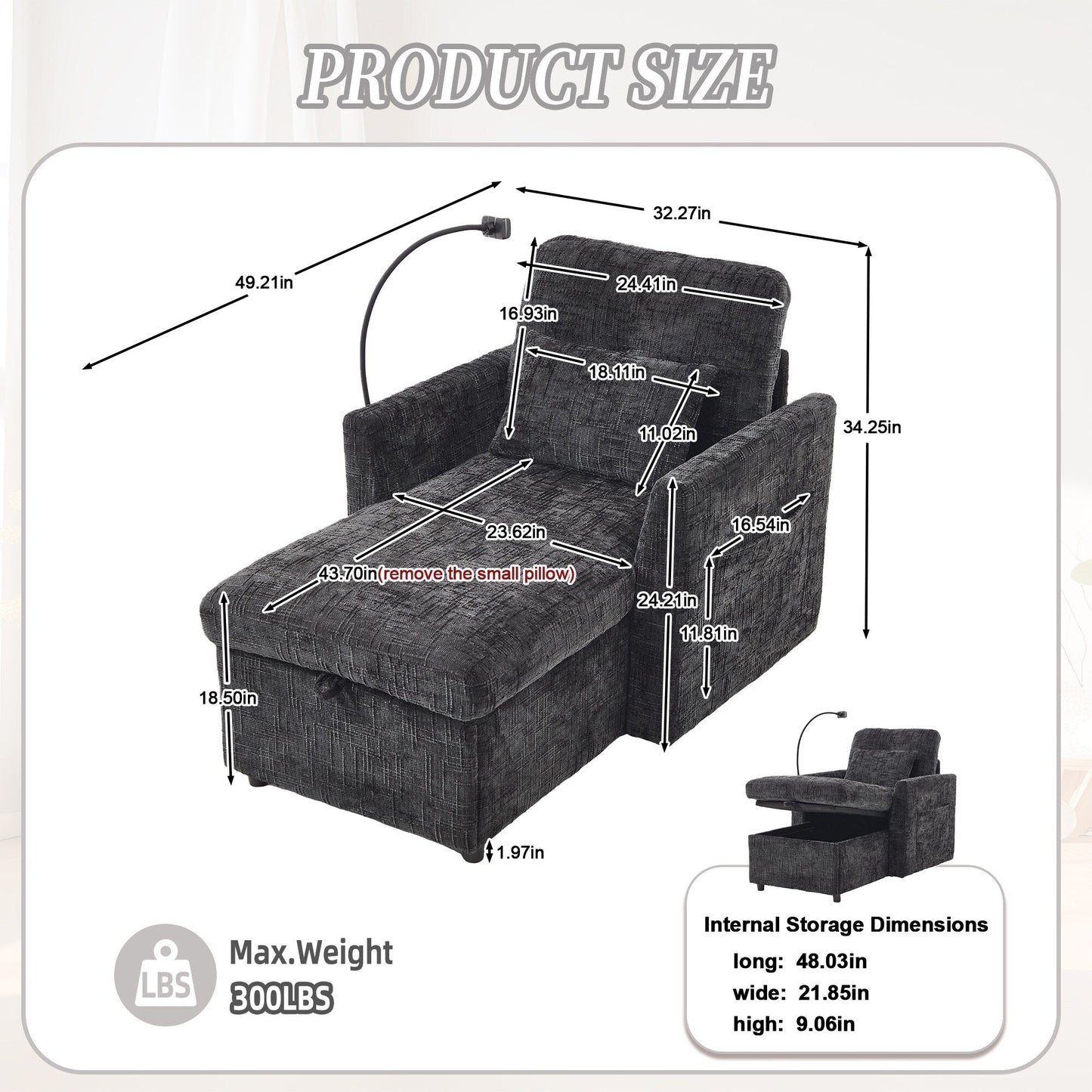 Divano reclinabile multifunzionale per persone pigre, può essere riposto, schienale con supporto per cellulare, sedia singola in ciniglia per il tempo libero