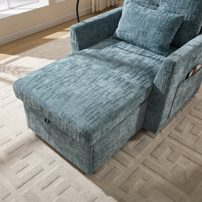 Divano reclinabile multifunzionale per persone pigre, può essere riposto, schienale con supporto per cellulare, sedia singola in ciniglia per il tempo libero