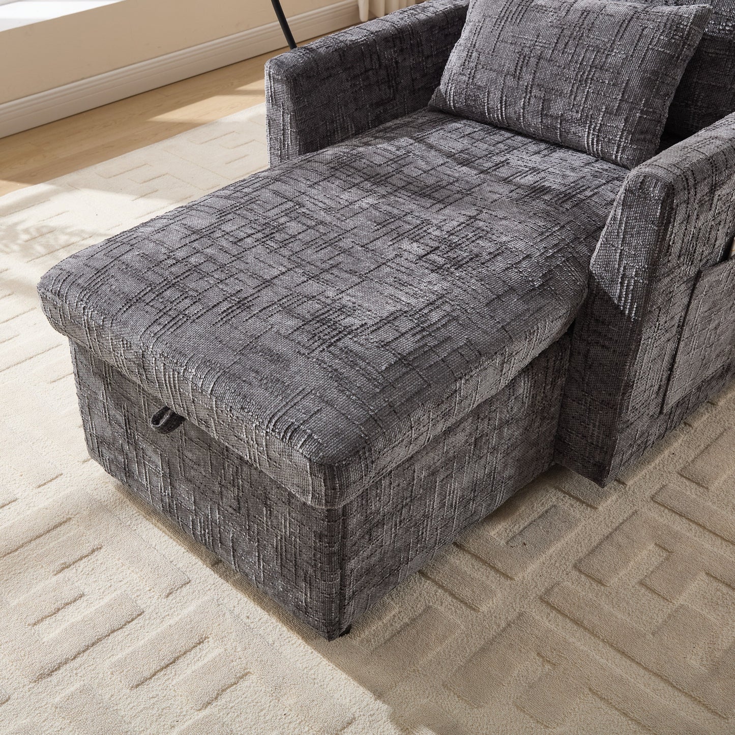 Divano reclinabile multifunzionale per persone pigre, schienale contenitore con supporto per cellulare, poltrona singola in ciniglia per il tempo libero