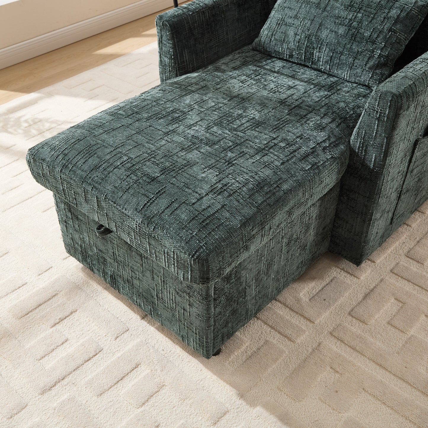 Divano reclinabile multifunzionale per persone pigre, schienale contenitore con supporto per cellulare, poltrona singola in ciniglia per il tempo libero