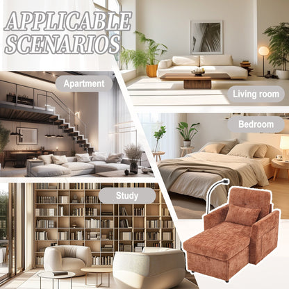 Divano reclinabile multifunzionale per persone pigre, schienale contenitore con supporto per cellulare, poltrona singola in ciniglia per il tempo libero