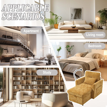 Divano reclinabile multifunzionale per persone pigre, schienale contenitore con supporto per cellulare, poltrona singola in ciniglia per il tempo libero