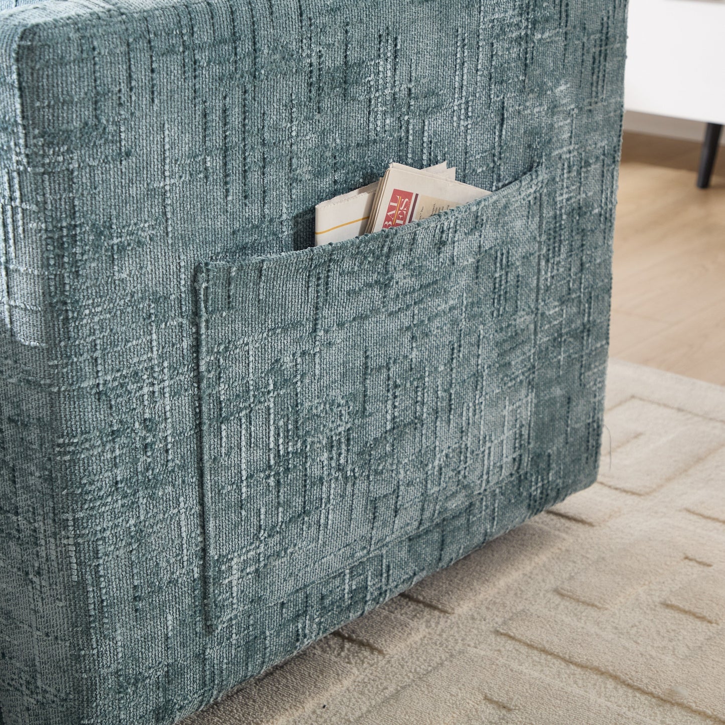 Divano reclinabile multifunzionale per persone pigre, schienale contenitore con supporto per cellulare, poltrona singola in ciniglia per il tempo libero