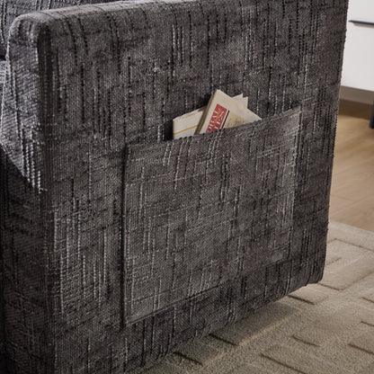 Divano reclinabile multifunzionale per persone pigre, schienale contenitore con supporto per cellulare, poltrona singola in ciniglia per il tempo libero