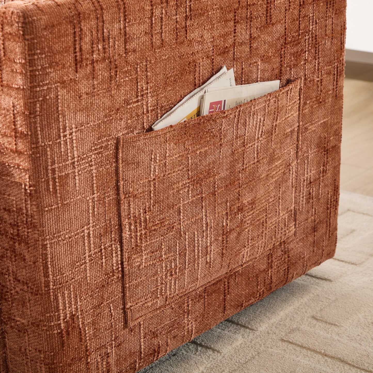 Divano reclinabile multifunzionale per persone pigre, schienale contenitore con supporto per cellulare, poltrona singola in ciniglia per il tempo libero