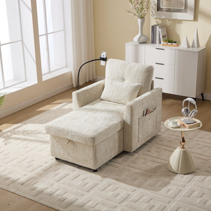 Divano reclinabile multifunzionale per persone pigre, schienale contenitore con supporto per cellulare, poltrona singola in ciniglia per il tempo libero