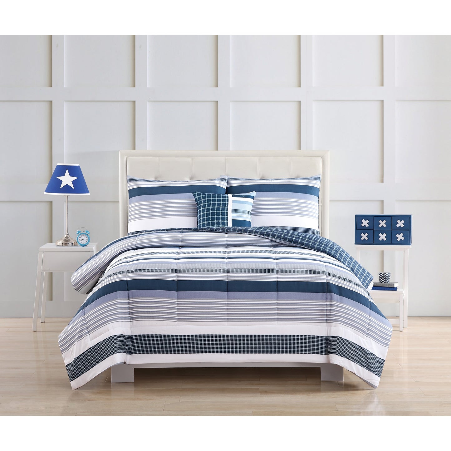 Set copripiumino My World Mason Stripe con cuscino decorativo bonus