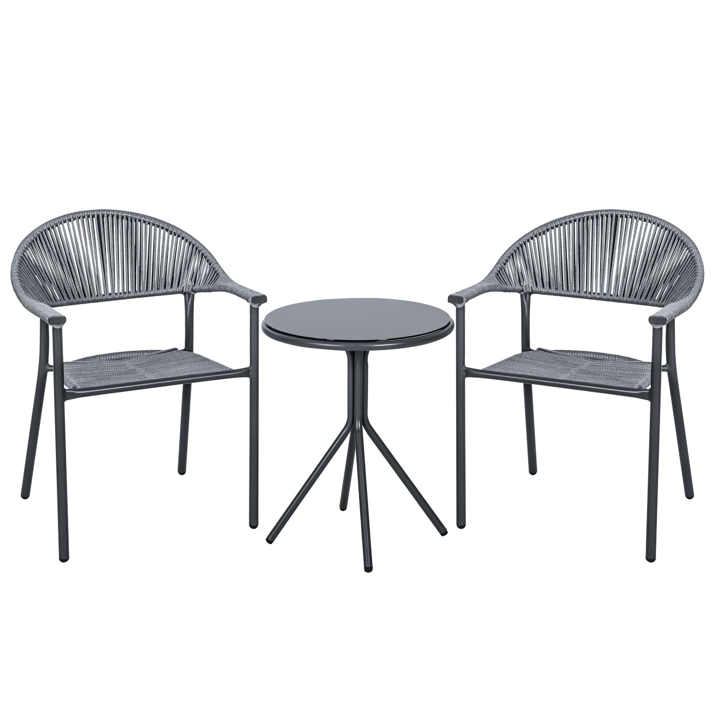 Set da bistrot in vimini e corda per patio NUU GARDEN da 3 pezzi