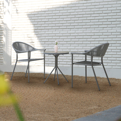 Set da bistrot in vimini e corda per patio NUU GARDEN da 3 pezzi