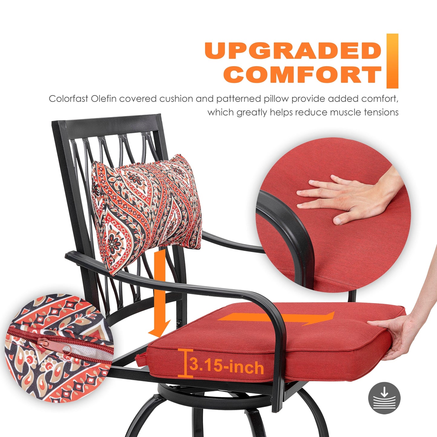 Set da bistrot da esterno NUU GARDEN da 3 pezzi con cuscino