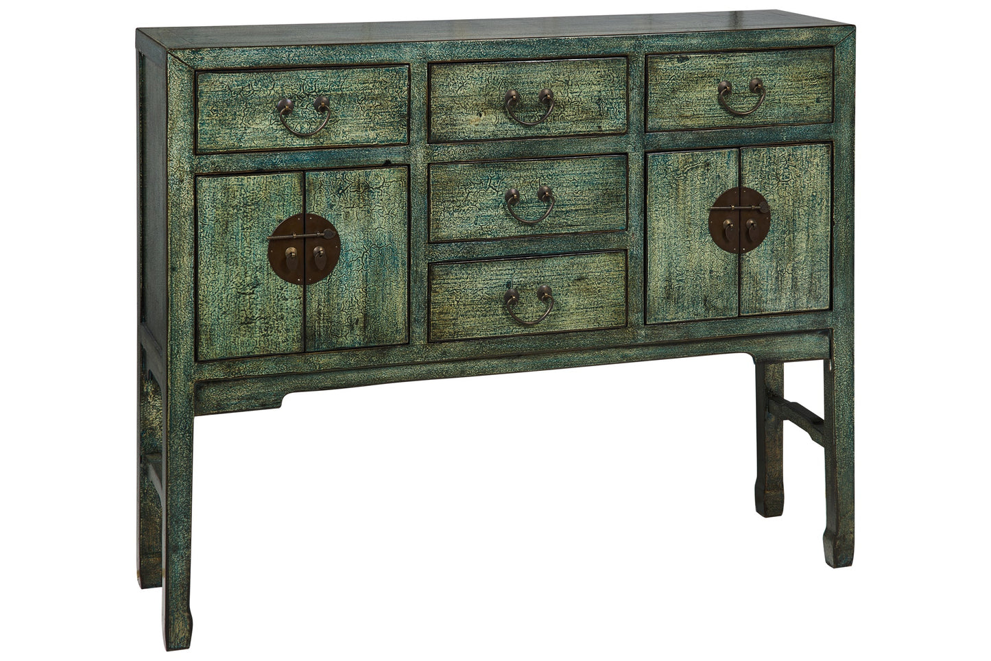 Ningbo - Consolle 4 Cassetti 4 Sportellini Petrolio