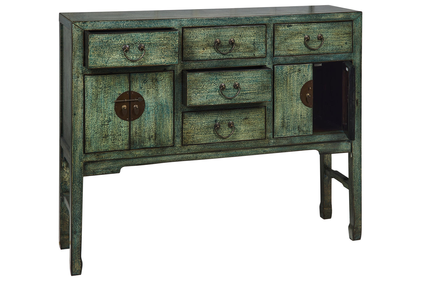 Ningbo - Consolle 4 Cassetti 4 Sportellini Petrolio