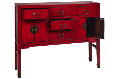 Ningbo - Consolle 4 Cassetti 4 Sportellini Rosso Pompeiano