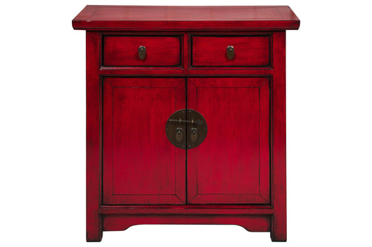 Ningbo - Mobiletto 2 Sportelli 2 Cassetti Rosso Pompeiano