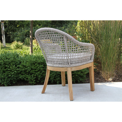 Set da pranzo Nadine da 7 pezzi in teak con sedie in corda