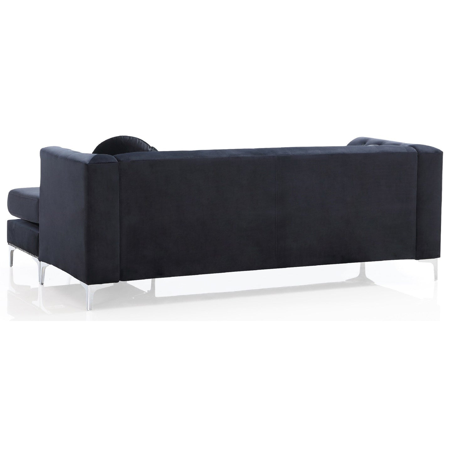 Divano componibile in velluto trapuntato con finiture a borchie e cuscini decorativi - 83 - Nero