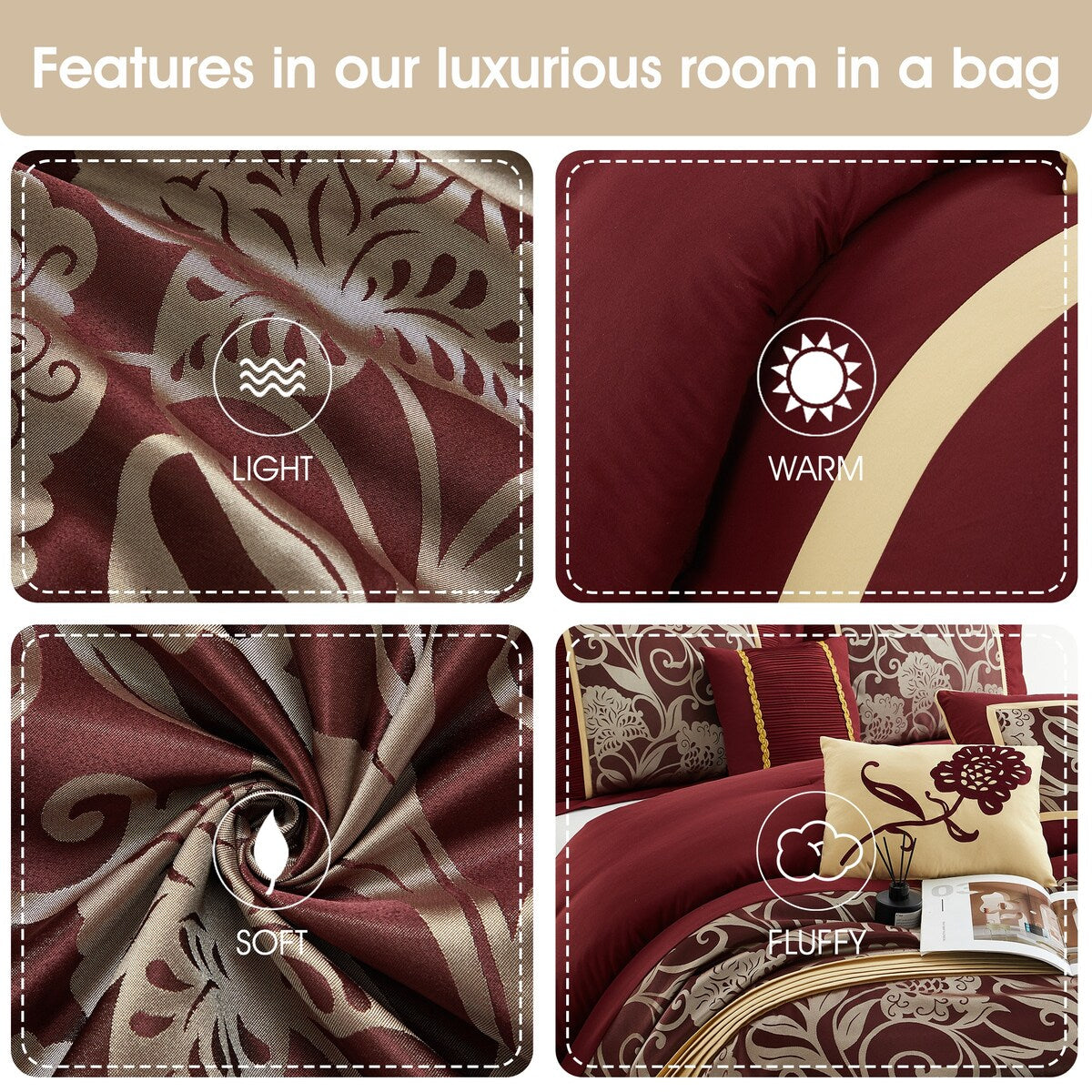 Set copripiumino Nanshing Brie da 9 pezzi in jacquard floreale