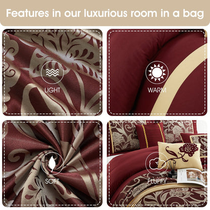 Set copripiumino Nanshing Brie da 9 pezzi in jacquard floreale