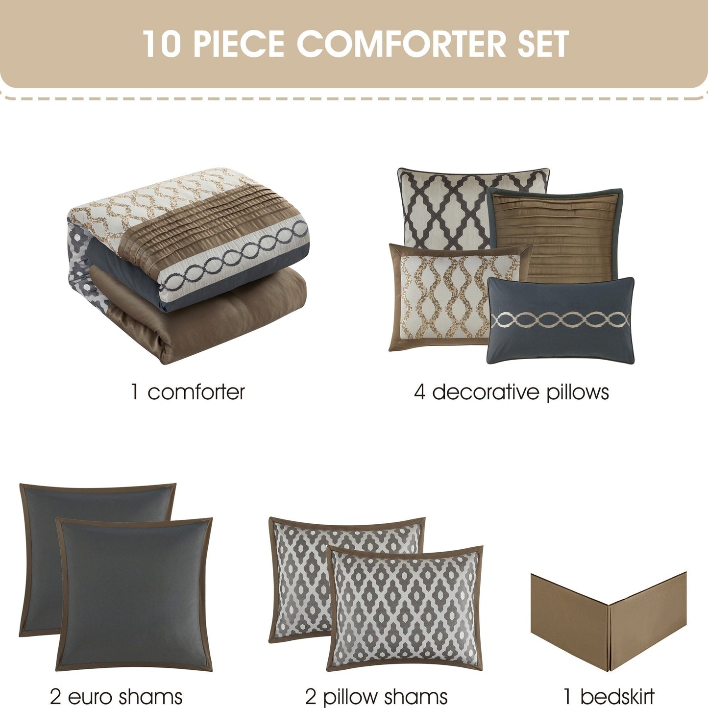 Nanshing Calvin Luxury - Set di piumoni geometrici da 10 pezzi