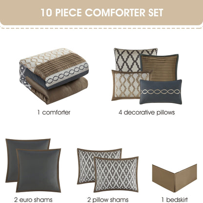 Nanshing Calvin Luxury - Set di piumoni geometrici da 10 pezzi