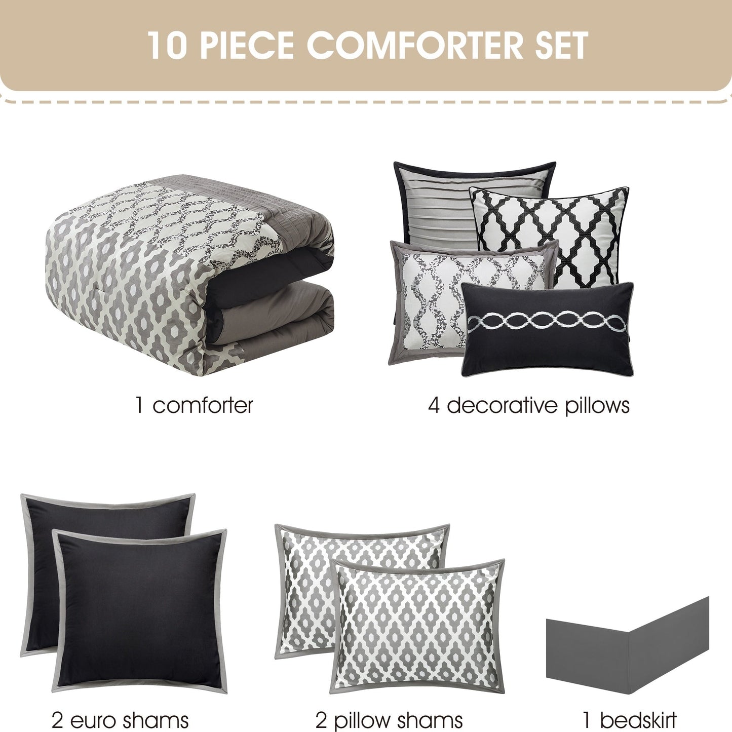 Nanshing Calvin Luxury - Set di piumoni geometrici da 10 pezzi