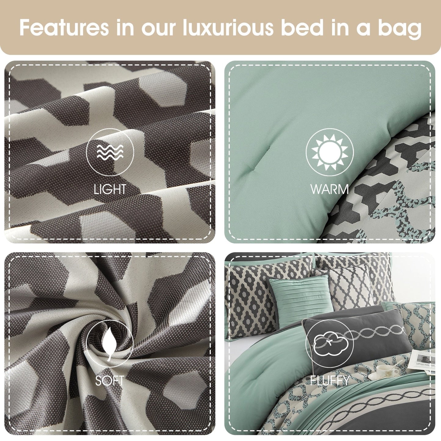 Nanshing Calvin Luxury - Set di piumoni geometrici da 10 pezzi