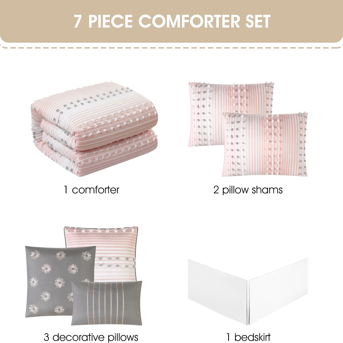 Set copripiumino moderno a righe Jessy di Nanshing, 7 pezzi