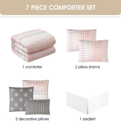 Set copripiumino moderno a righe Jessy di Nanshing, 7 pezzi