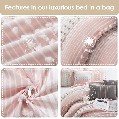 Set copripiumino moderno a righe Jessy di Nanshing, 7 pezzi