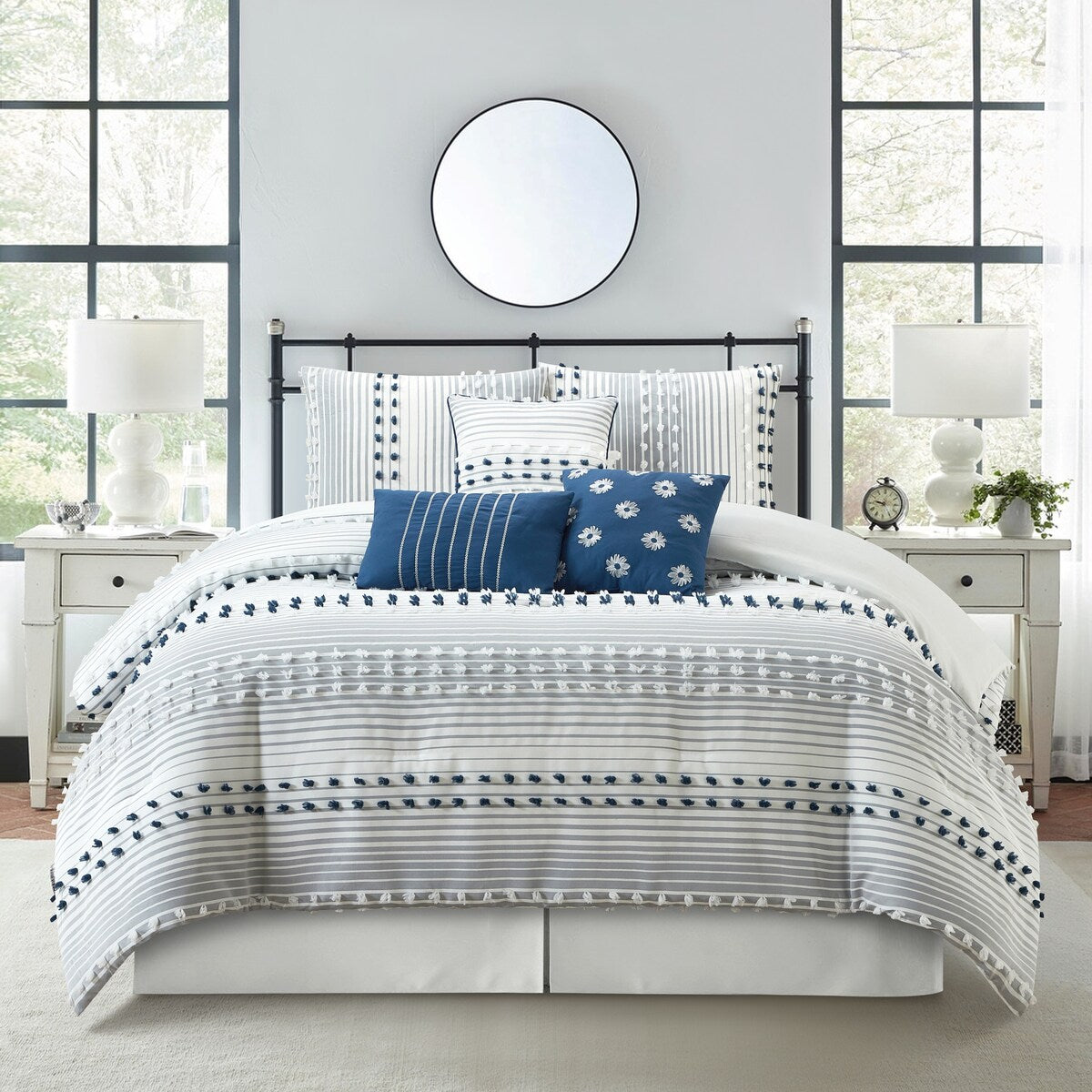 Set copripiumino moderno a righe Jessy di Nanshing, 7 pezzi