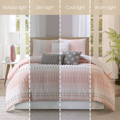 Set copripiumino moderno a righe Jessy di Nanshing, 7 pezzi