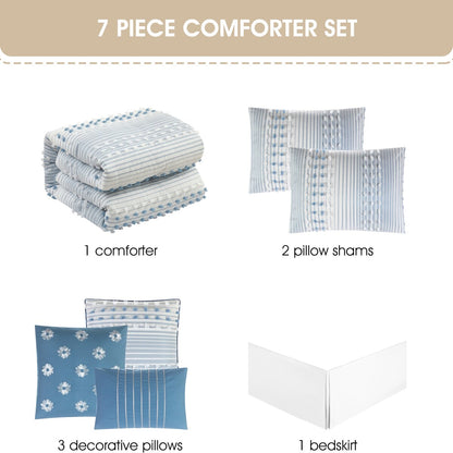 Set copripiumino moderno a righe Jessy di Nanshing, 7 pezzi