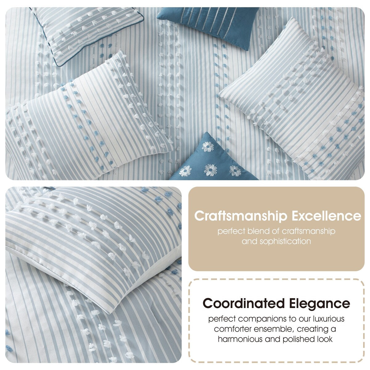 Set copripiumino moderno a righe Jessy di Nanshing, 7 pezzi