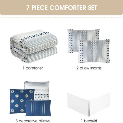 Set copripiumino moderno a righe Jessy di Nanshing, 7 pezzi