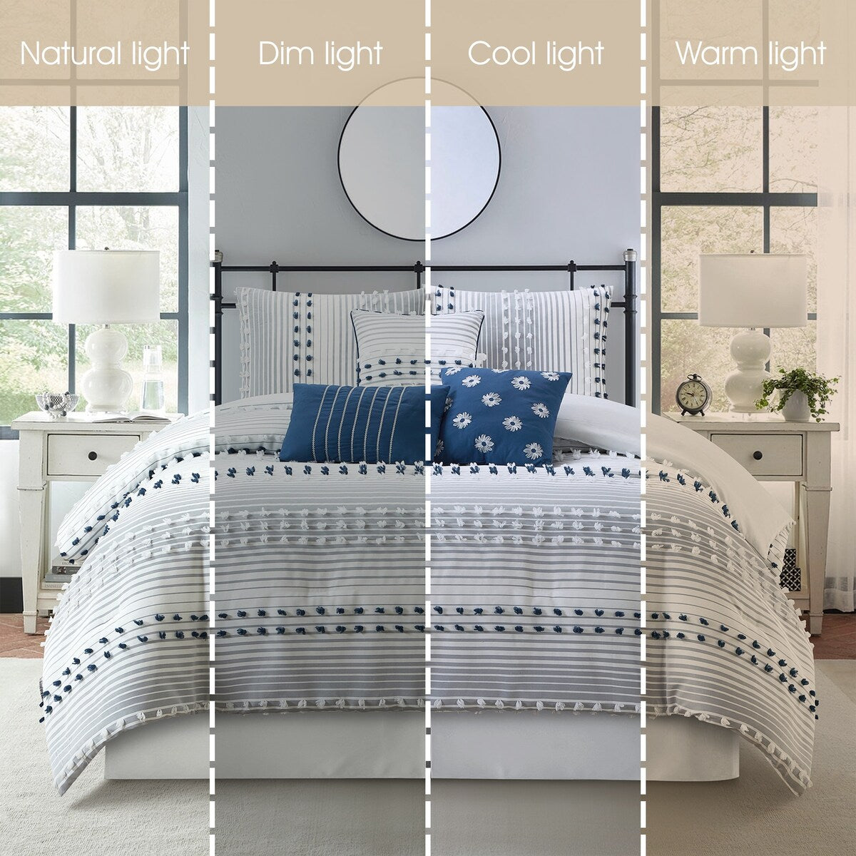 Set copripiumino moderno a righe Jessy di Nanshing, 7 pezzi